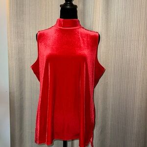 Chicos red velvet sleeveless blouse size 2 (fits like a regular size L-XL)